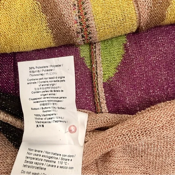 M Missoni Metallic Knit Maxi Duster Cardigan Multicolor Zig Zag IT 44 US 10 - Picture 13 of 16